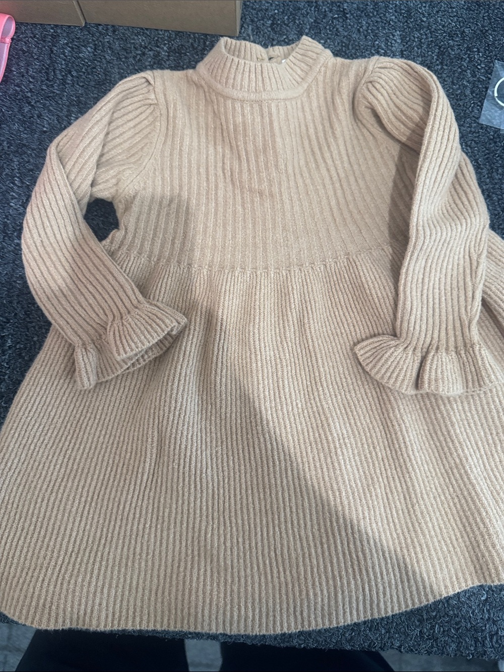 GAP Girls Ribbed Knit Dress Beige Camel
